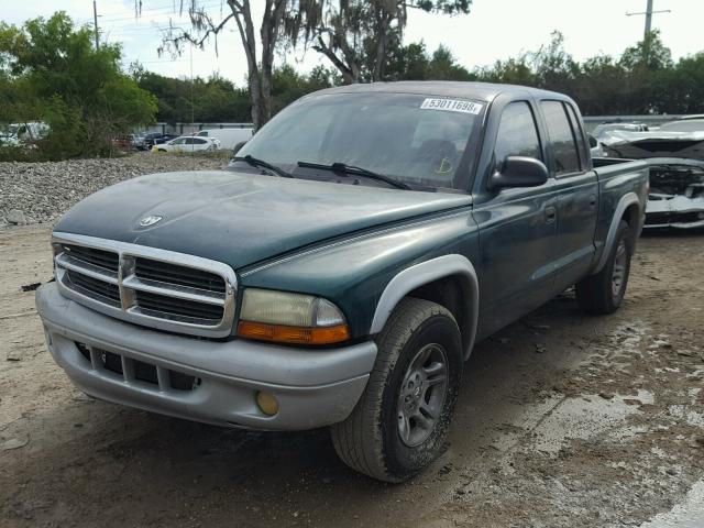 1D7HL48N13S174286 - 2003 DODGE DAKOTA QUA GREEN photo 2