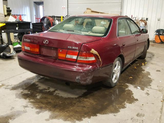 JT8BF28G8W5025744 - 1998 LEXUS ES 300 BURGUNDY photo 4