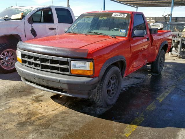 1B7FL26XXRW121372 - 1994 DODGE DAKOTA RED photo 2