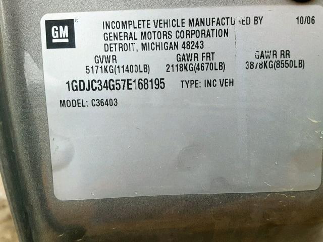 1GDJC34G57E168195 - 2007 GMC NEW SIERRA GRAY photo 10