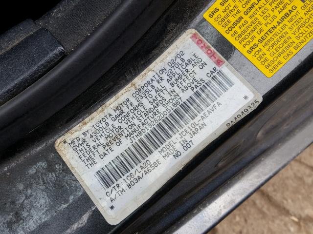 JTHBD192820051867 - 2002 LEXUS IS 300 GRAY photo 10