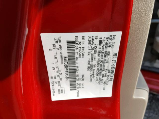 1FAHP36N59W145344 - 2009 FORD FOCUS SES RED photo 10