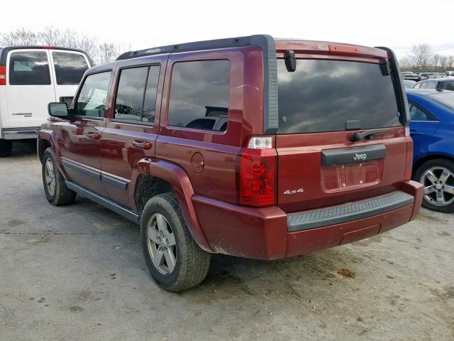 1J8HG48K17C578749 - 2007 JEEP COMMANDER MAROON photo 3
