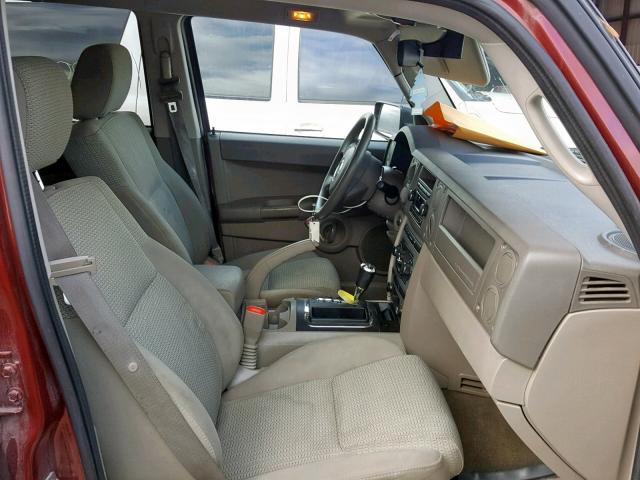 1J8HG48K17C578749 - 2007 JEEP COMMANDER MAROON photo 5