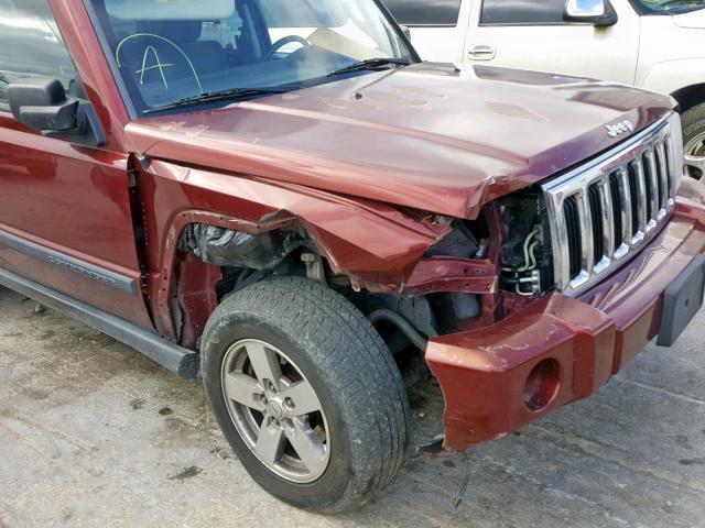 1J8HG48K17C578749 - 2007 JEEP COMMANDER MAROON photo 9