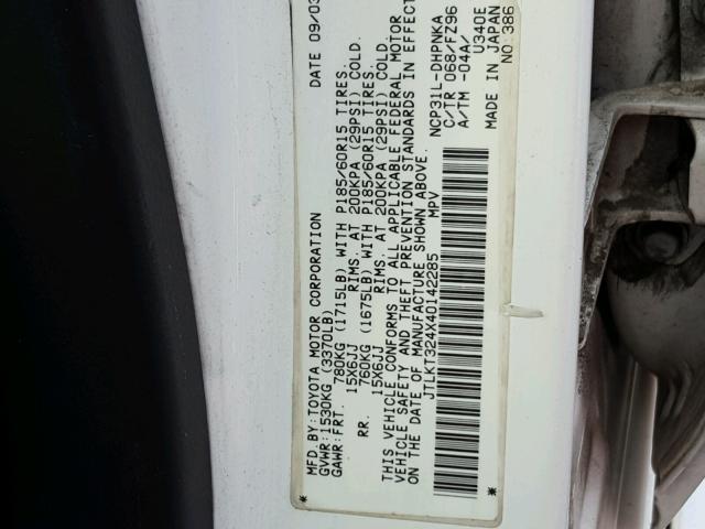 JTLKT324X40142285 - 2004 TOYOTA SCION XB Ақ фото 10