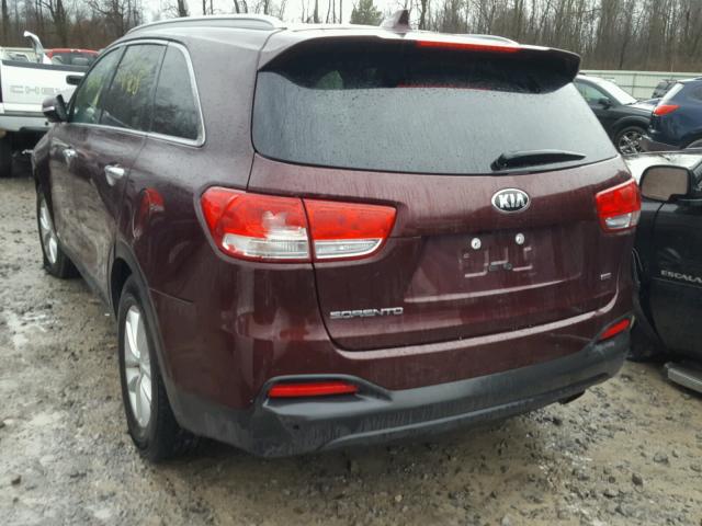 5XYPGDA33HG326696 - 2017 KIA SORENTO LX MAROON photo 3