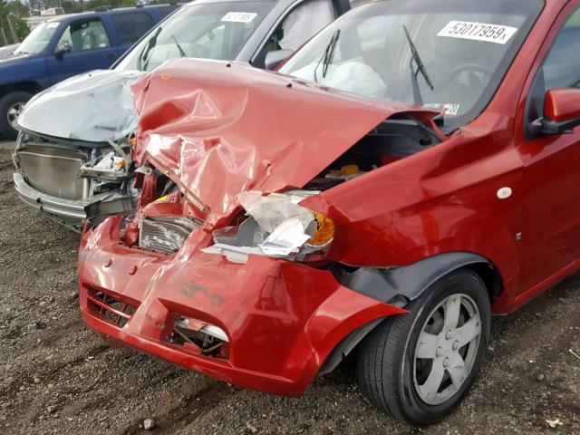 KL1TD56697B059001 - 2007 CHEVROLET AVEO BASE Қызыл фото 9