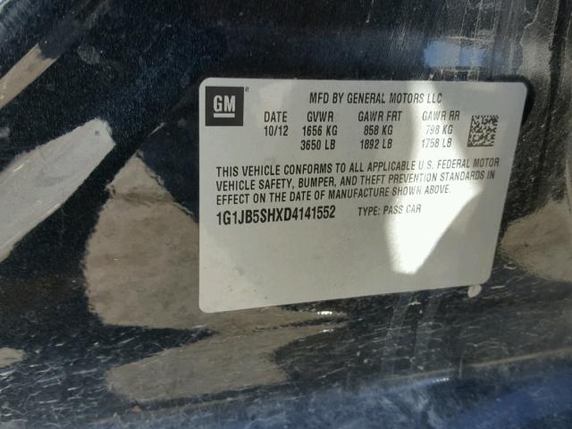 1G1JB5SHXD4141552 - 2013 CHEVROLET SONIC LS BLACK photo 10