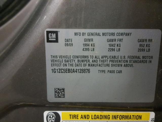 1G1ZC5EB0A4128876 - 2010 CHEVROLET MALIBU 1LT BROWN photo 10