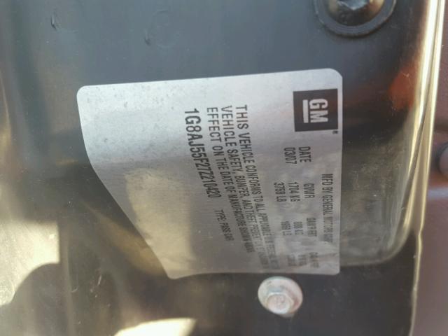 1G8AJ55F27Z210420 - 2007 SATURN ION LEVEL WHITE photo 10