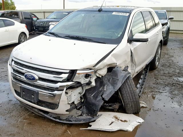 2FMDK3JC9EBA18441 - 2014 FORD EDGE SEL WHITE photo 2