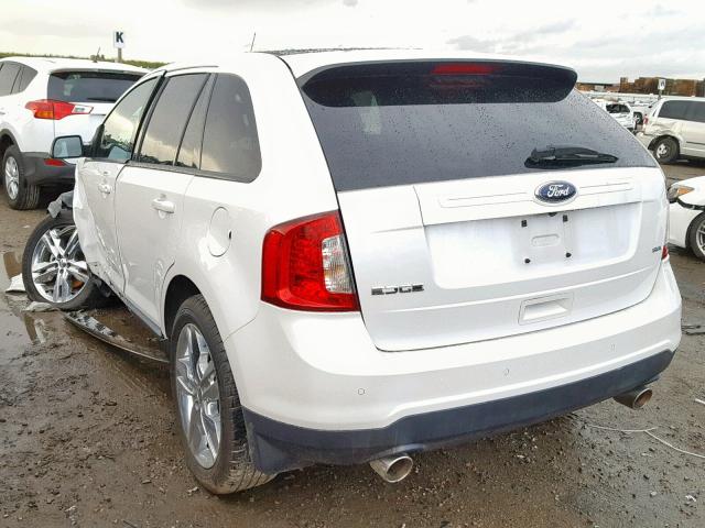 2FMDK3JC9EBA18441 - 2014 FORD EDGE SEL WHITE photo 3