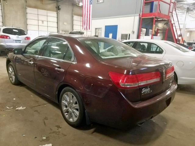 3LNDL2L36CR807097 - 2012 LINCOLN MKZ HYBRID MAROON photo 3