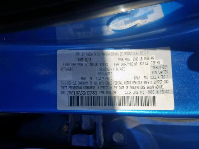 3MYDLBZV2GY132293 - 2016 TOYOTA SCION IA  photo 10