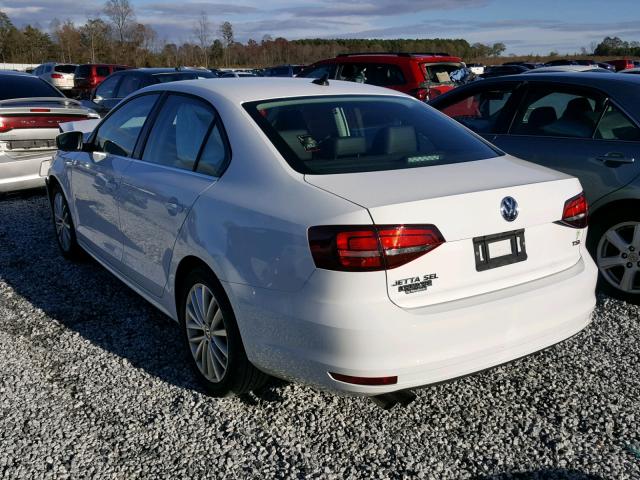 3VWL07AJXGM324316 - 2016 VOLKSWAGEN JETTA SEL WHITE photo 3