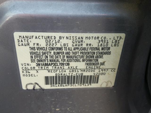 3N1AB6AP3CL709139 - 2012 NISSAN SENTRA 2.0 CHARCOAL photo 10