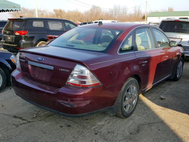 1FAHP25W08G134250 - 2008 FORD TAURUS LIM MAROON photo 4