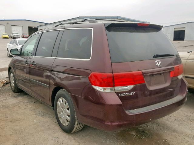 5FNRL38278B103550 - 2008 HONDA ODYSSEY LX MAROON photo 3