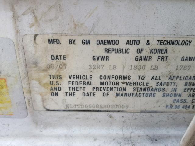 KL1TD66688B030659 - 2008 CHEVROLET AVEO BASE Ақ фото 10