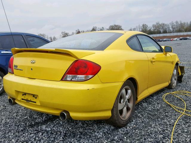 KMHHM65D86U194912 - 2006 HYUNDAI TIBURON GS YELLOW photo 4