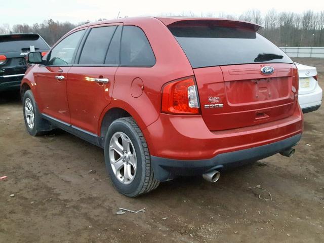 2FMDK3JC1BBA63319 - 2011 FORD EDGE SEL RED photo 3