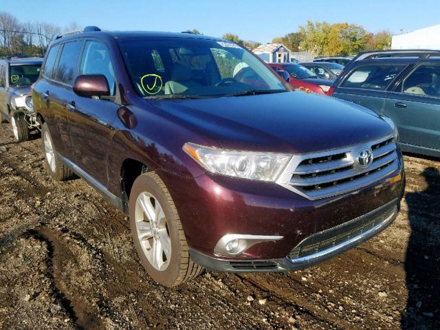 5TDDK3EH9DS238993 - 2013 TOYOTA HIGHLANDER MAROON photo 1