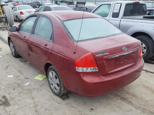 KNAFE222895620467 - 2009 KIA SPECTRA EX MAROON photo 3