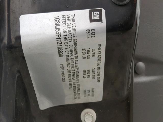 1G8AJ55F17Z103830 - 2007 SATURN ION LEVEL WHITE photo 10