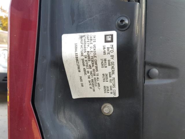 1G8AL55B06Z139630 - 2006 SATURN ION LEVEL BURGUNDY photo 10