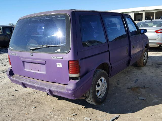 2P4GH2535RR702772 - 1994 PLYMOUTH VOYAGER PURPLE photo 4