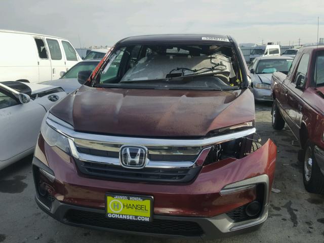 5FNYF6H10KB009495 - 2019 HONDA PILOT LX BURGUNDY photo 10