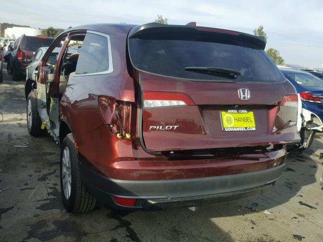 5FNYF6H10KB009495 - 2019 HONDA PILOT LX BURGUNDY photo 3