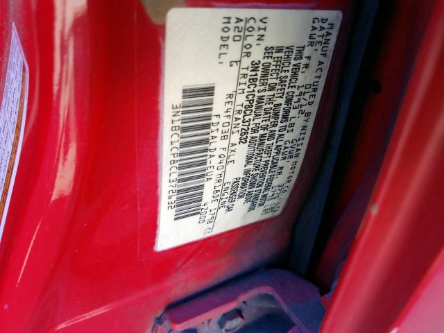 3N1BC1CP8CL372632 - 2012 NISSAN VERSA S RED photo 10