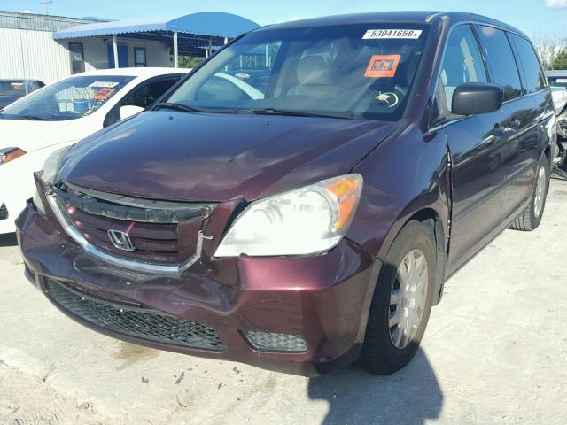 5FNRL38289B053002 - 2009 HONDA ODYSSEY LX MAROON photo 2