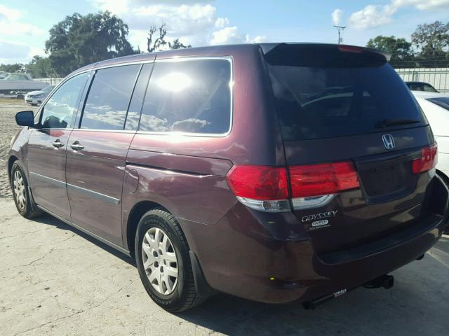 5FNRL38289B053002 - 2009 HONDA ODYSSEY LX MAROON photo 3