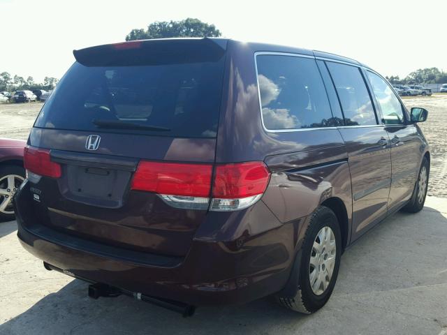 5FNRL38289B053002 - 2009 HONDA ODYSSEY LX MAROON photo 4