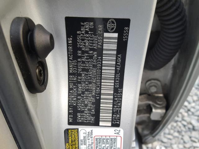 4T1BK36B05U019334 - 2005 TOYOTA AVALON XL SILVER photo 10