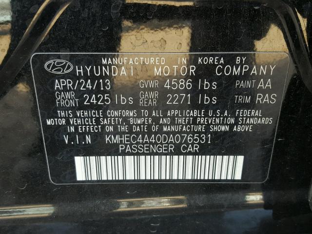 KMHEC4A40DA076531 - 2013 HYUNDAI SONATA HYB BLACK photo 10