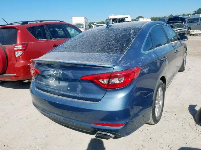 5NPE24AF6GH373499 - 2016 HYUNDAI SONATA SE BLUE photo 4