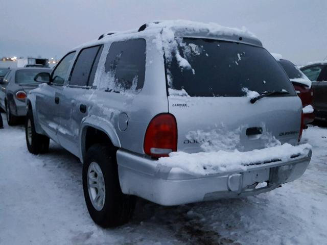 1B4HS48N82F212551 - 2002 DODGE DURANGO SL SILVER photo 3