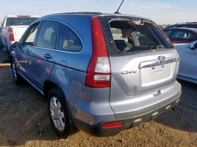 JHLRE48778C054510 - 2008 HONDA CR-V EXL BLUE photo 3