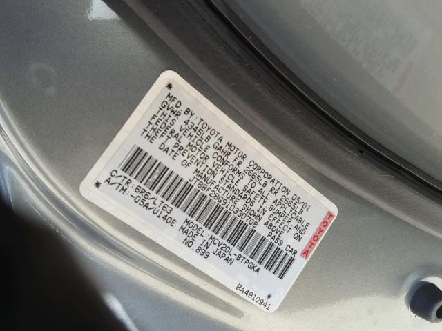 JT8BF28G910330708 - 2001 LEXUS ES 300 GREEN photo 10