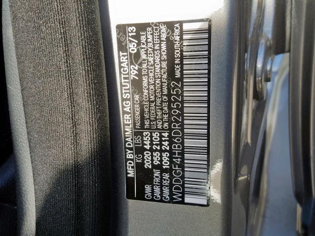 WDDGF4HB6DR295252 - 2013 MERCEDES-BENZ C 250 GRAY photo 10