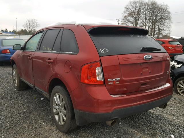 2FMDK4JC7DBE35870 - 2013 FORD EDGE SEL BURGUNDY photo 3