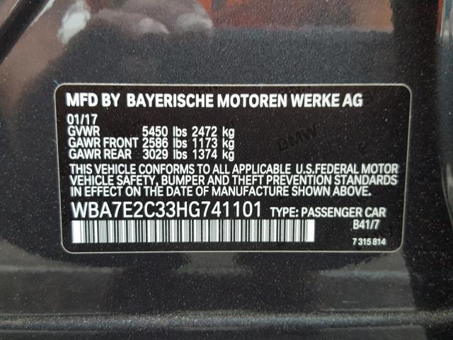 WBA7E2C33HG741101 - 2017 BMW 740 I BLACK photo 10