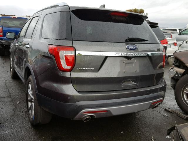 1FM5K7F89GGA26633 - 2016 FORD EXPLORER L CHARCOAL photo 3