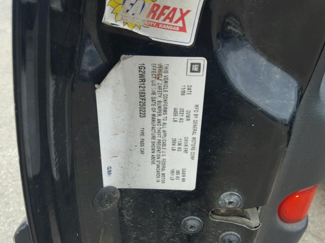 1G2WR1218XF250223 - 1999 PONTIAC GRAND PRIX Սև լուսանկար 10