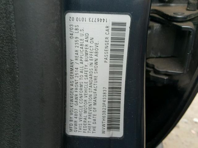 WVWTH63B23P433837 - 2003 VOLKSWAGEN PASSAT GLX 蓝色 照片 10