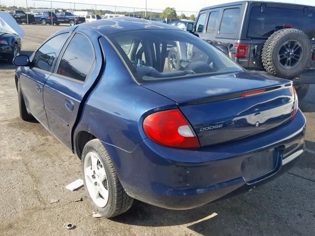 1B3ES46C02D530524 - 2002 DODGE NEON SE BLUE photo 3